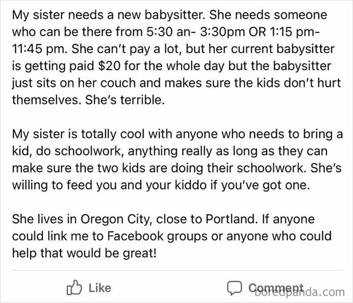 For $2 An Hour The Babysitter Is “Terrible” For Just Sitting On The Couch And Making Sure The Kids Are Safe
