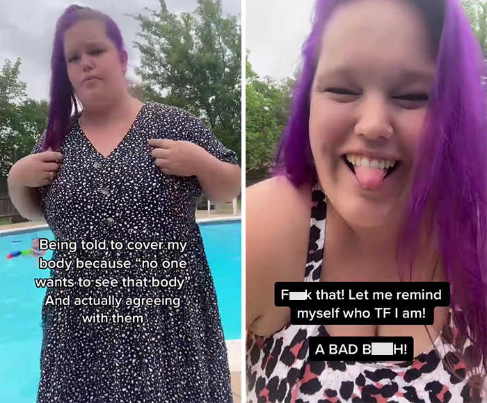 5 Side-By-Side Pictures Of Plus-Size Women Showing What Others Want Them To Wear At The Beach And What They Want To Wear, As Shared For A TikTok Trend 5 Side-By-Side Pictures Of Plus-Size Women Showing What Others Want Them To Wear At The Beach And What They Want To Wear, As Shared For A TikTok Trend