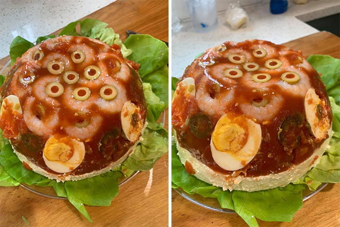 I Was Inspired To Make A Jello...bloody Mary Was My Flavor Inspiration. I Call It “Bloody Mara Salad” Has The Trifecta Of Questionable Ingredients...egg, Olive, Mayo