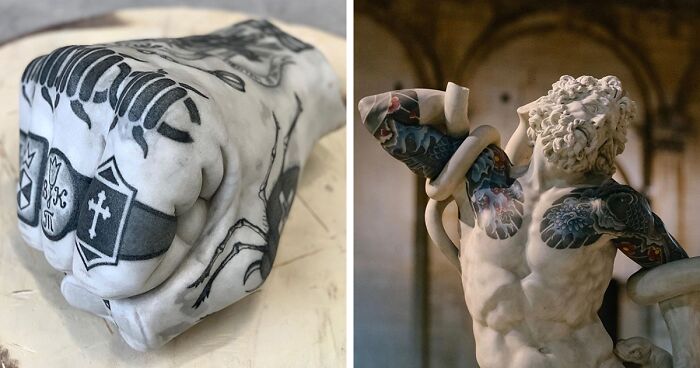 Italian Artist Proves Tattoos Look Good On More Than People’s Skin By Putting Them On His Sculptures (25 Pics)