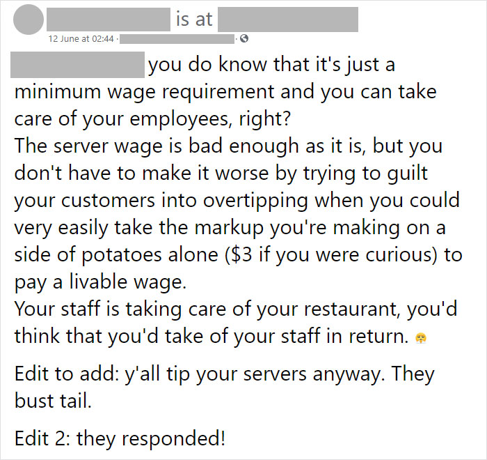 Restaurant Posts A Sign Begging Clients To Tip Servers, Digs Their Own Grave As People Start Criticizing Them Restaurant Posts A Sign Begging Clients To Tip Servers, Digs Their Own Grave As People Start Criticizing Them