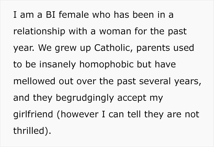 Catholic Woman Doesn't Want Her Sister To Bring Her Girlfriend To Her Wedding, Starts A Family Conflict