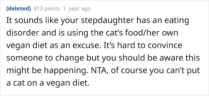 Vegan Stepdaughter Makes A Scene After Parents Refuse To Change Their Cat's Diet To Vegan