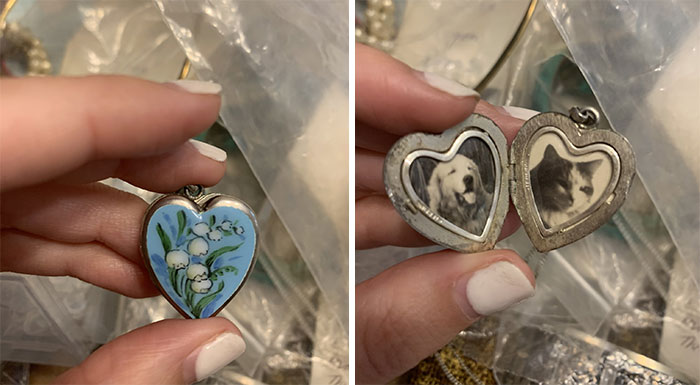 Woman Opens Her Stepgrandmother’s Locket To Find Tiny Pictures Of A Dog And A Cat Inside