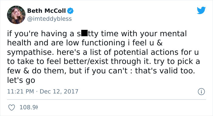 People Are Applauding This Twitter Thread That Lists Actions People Struggling With Their Mental Health Can Take To Feel Better