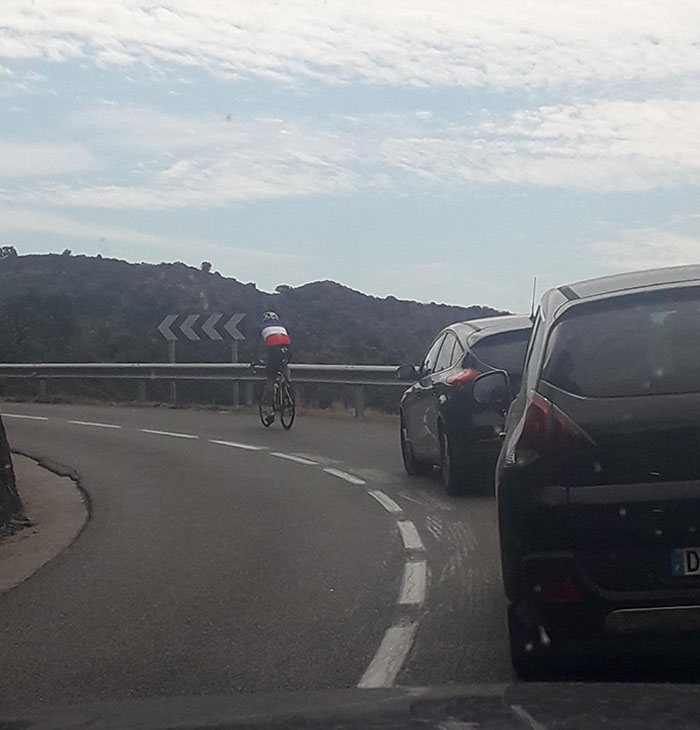 Been In Hard Traffic For 20 Min, When I Got To The Source Of It, Turned Out It Was Just A Cyclist On A Mountain Road