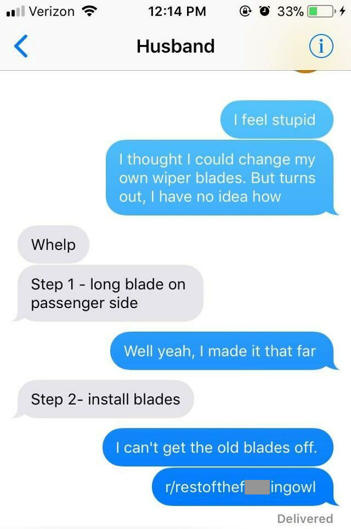 I Realize This Outs Me As An Idiot Who Can’t Change Her Own Wiper Blades. Thankful For My Helpful Husband Though...