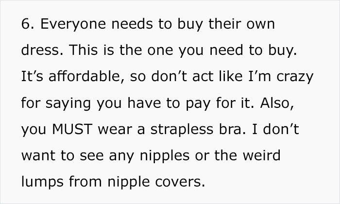 Lunatic Bride Sends Out A List Of Crazy Rules To Her Bridesmaids And People Don't Even Know What To Say Lunatic Bride Sends Out A List Of Crazy Rules To Her Bridesmaids And People Don't Even Know What To Say