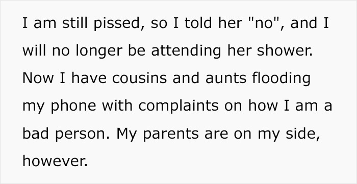 Woman Demands Guests Bring Expensive Gifts To Baby Shower, Student Refuses Because It's Expensive, Sparks Family Drama Woman Demands Guests Bring Expensive Gifts To Baby Shower, Student Refuses Because It's Expensive, Sparks Family Drama
