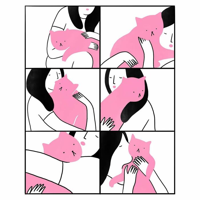 Artist Expresses All His Love For Cats And Dogs In Adorable Minimalist Illustrations (26 Pics)