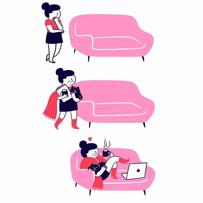 Artist Expresses All His Love For Cats And Dogs In Adorable Minimalist Illustrations (26 Pics)