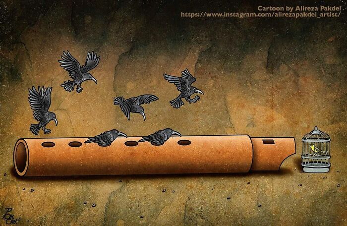 Iranian Artist Continues To Make Illustrations That Denounce Current Problems In Society (New Pics)