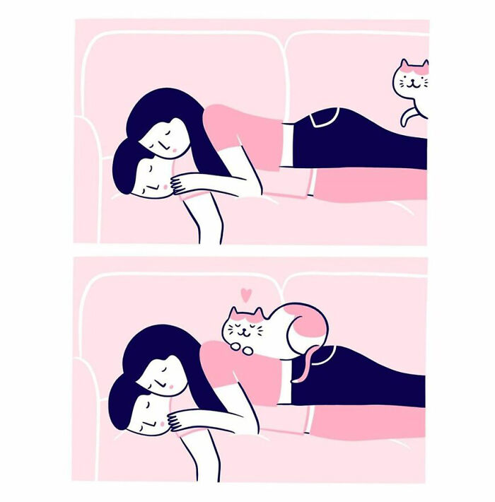 Artist Expresses All His Love For Cats And Dogs In Adorable Minimalist Illustrations (26 Pics)