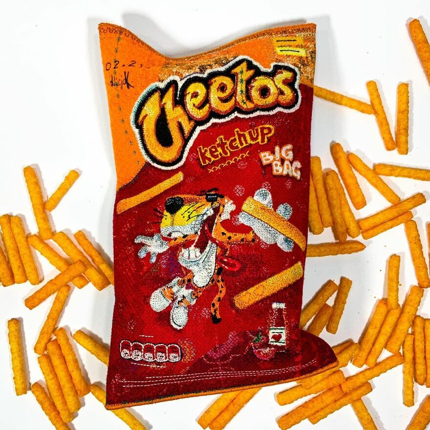 Artist Makes Detailed Embroidered Felt Food Sculptures