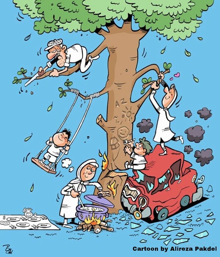 Iranian Artist Continues To Make Illustrations That Denounce Current Problems In Society (New Pics)