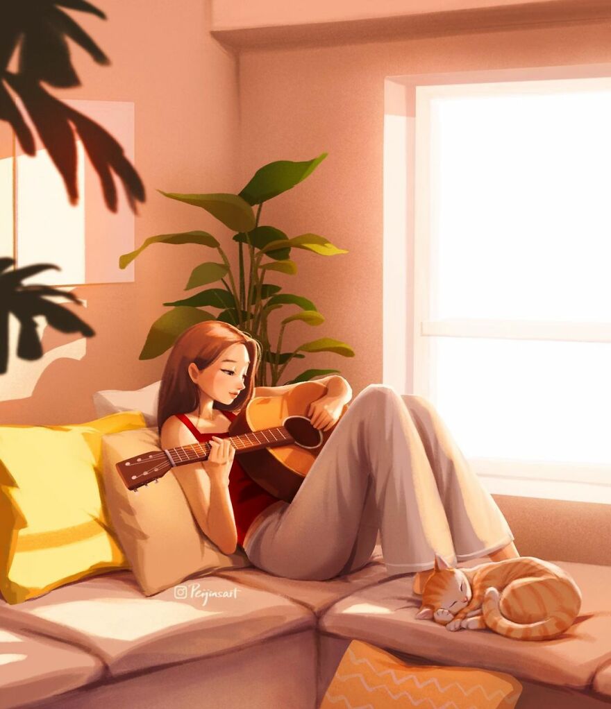Artist Proves In His Illustrations That The Presence Of Animals Makes Everything Adorable (28 Pics)