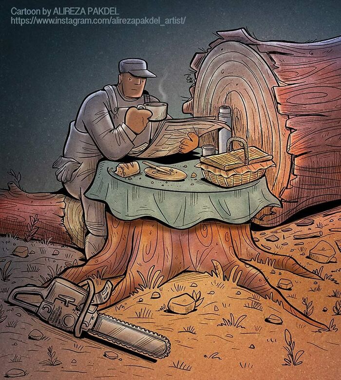 Iranian Artist Continues To Make Illustrations That Denounce Current Problems In Society (New Pics)