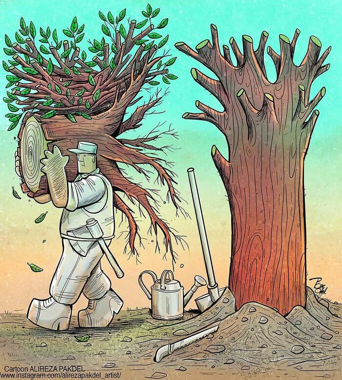 Iranian Artist Continues To Make Illustrations That Denounce Current Problems In Society (New Pics)