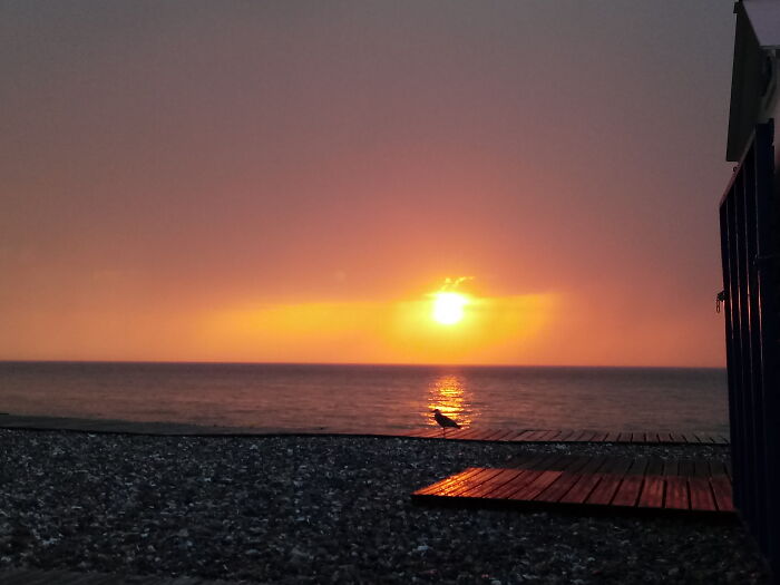 The View At Our Beach Cabin, After A Good Evening Meal, Mussels And Fries Or Seafood Platter..
