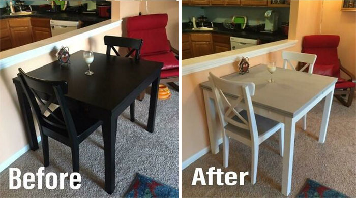 I Hated My Black Table. Instead Of Buying A New One, I Painted It. Love How It Brightens Up The Space