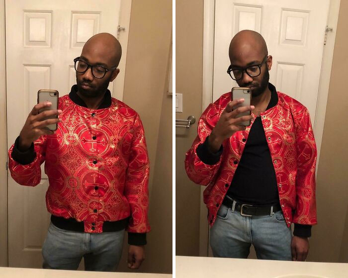 My Ecclesiastical Jacquard Jacket. I Call It "Exorcist, But Make It Millennial"