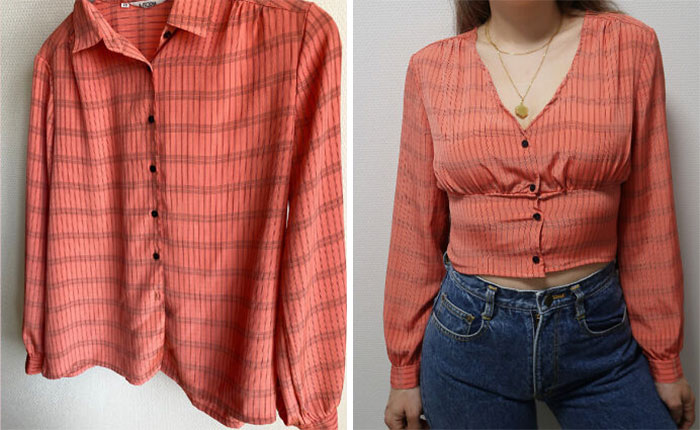 From Old Blouse To Fitted Waist Ruched Bust Top