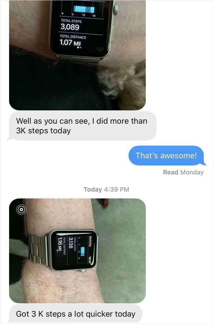 I’m A Personal Trainer And I Work With A 77 Year Old With Parkinson’s Named Frank. He Doesn’t Move Around Much Unless He’s With Me So We Set A Step Goal Of 3,000 Steps A Day And He’s Been Updating Me Once He Hits His Goal. I’m So Proud Of Him