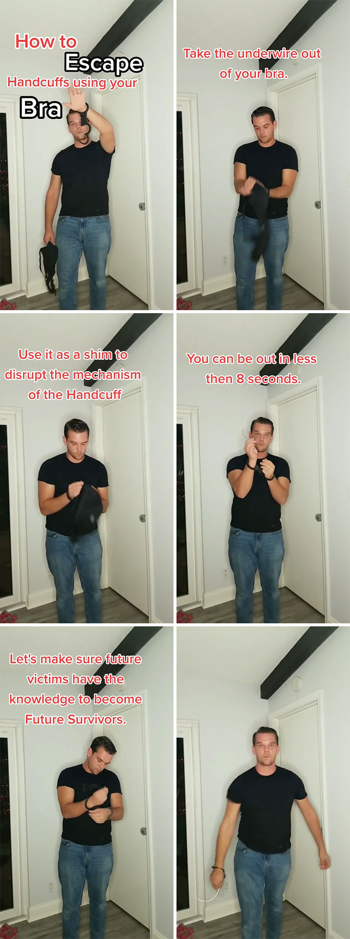 How To Escape Handcuffs Using Your Bra