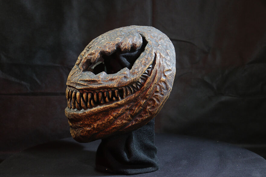 Venom Wooden Mask | Wood Carving Venom Wooden Mask | Wood Carving