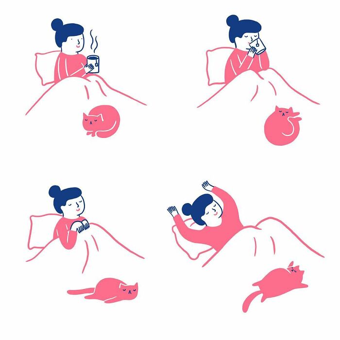 Artist Expresses All His Love For Cats And Dogs In Adorable Minimalist Illustrations (26 Pics)