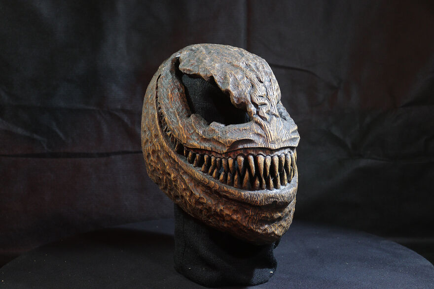 Venom Wooden Mask | Wood Carving Venom Wooden Mask | Wood Carving