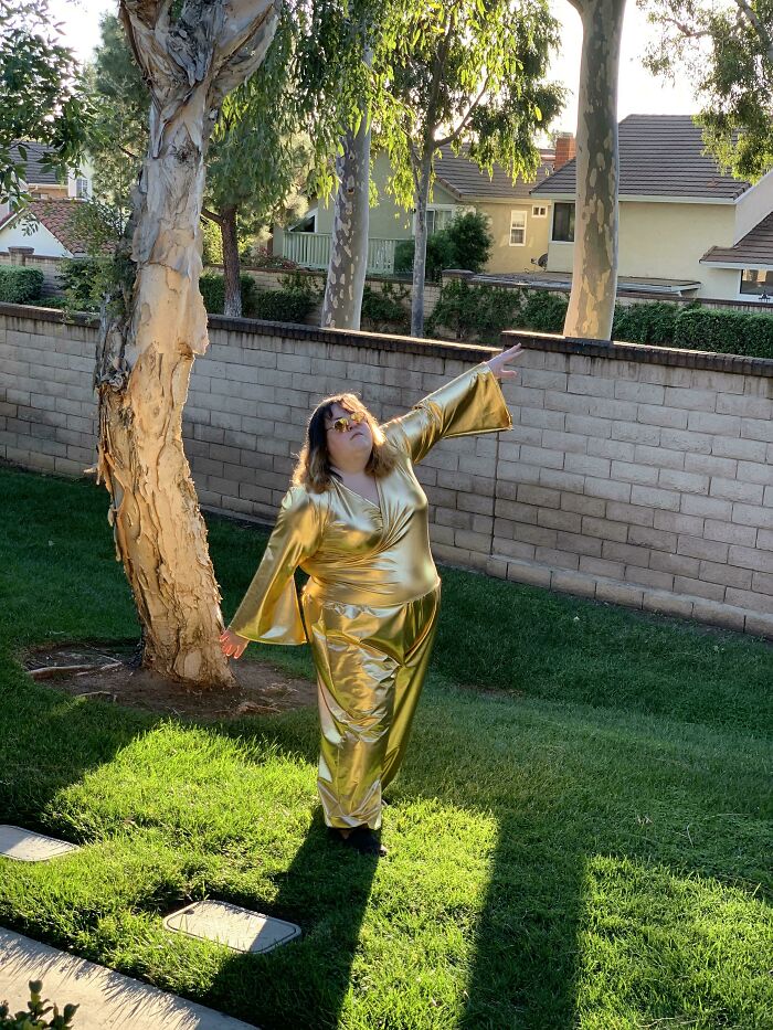 Made My Third Ever Article Of Clothing! A Gold Lamé Romper!