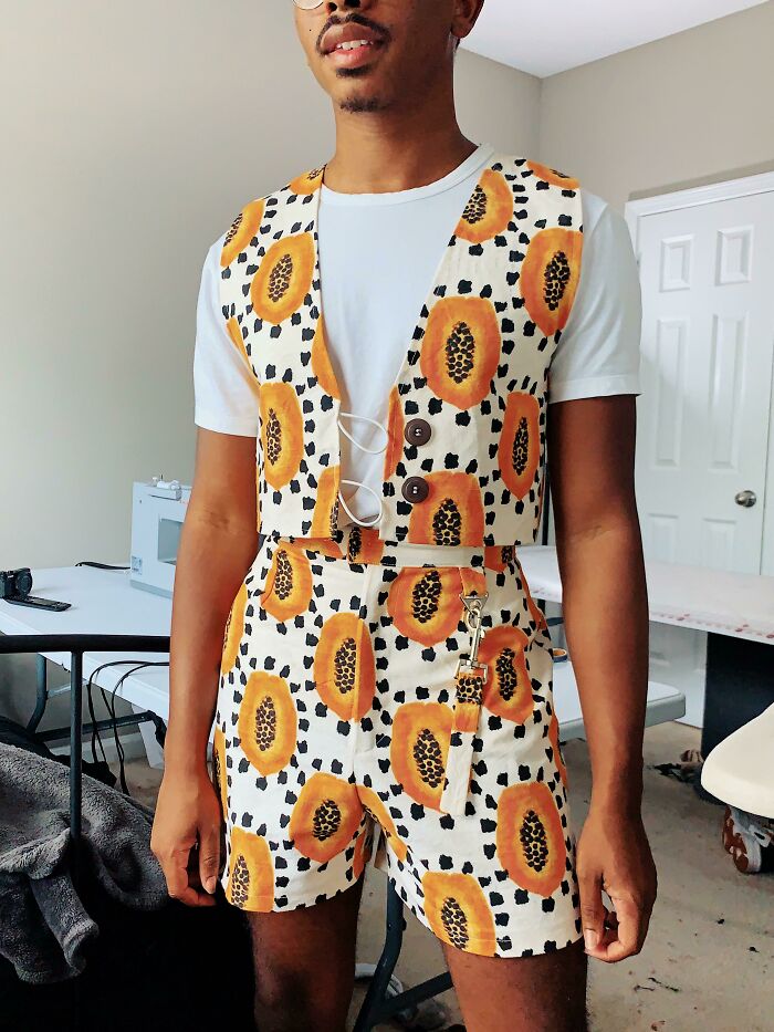 (Self-Drafted) Had To Make A Set Out Of This Amazing Papaya Fabric!