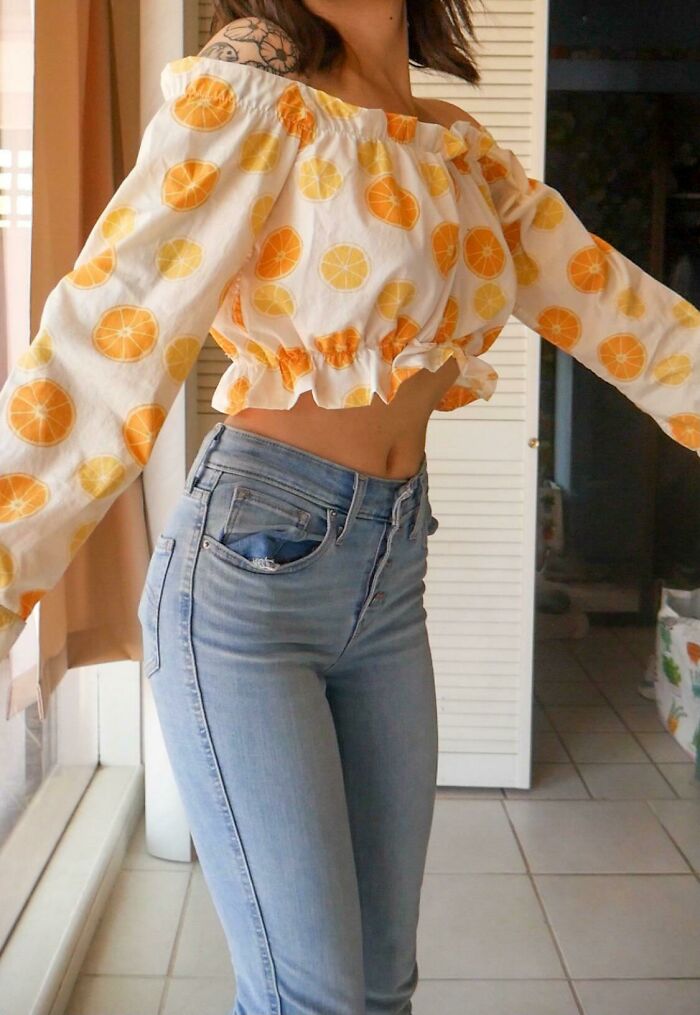 Made This Crop Top Out Of A Thrifted Night Gown!