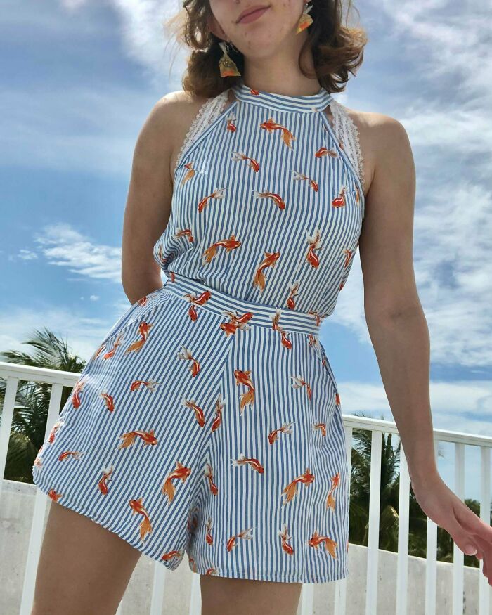My Favorite Summer Outfit I’ve Made! A Two Piece Goldfish Set (No Pattern)