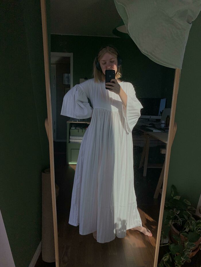 I Made A Summer Dress! It Is Self Drafted And Made Out Of An Old Bedsheet. What Do You Think?