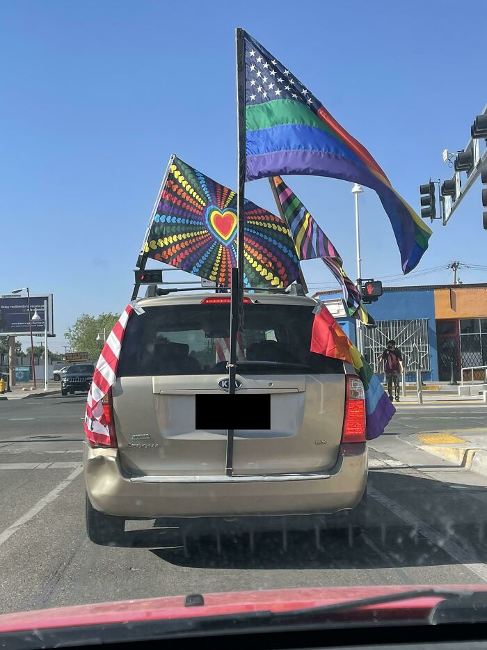 Hard To See From This Angle But There’s A Flag On The Front At Windshield Level