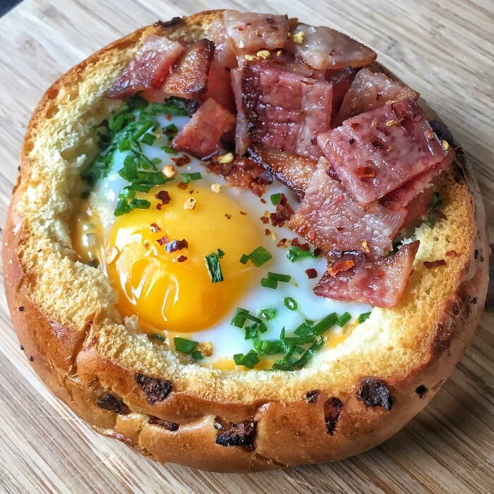 Homemade Onion Roll Breakfast Bowl