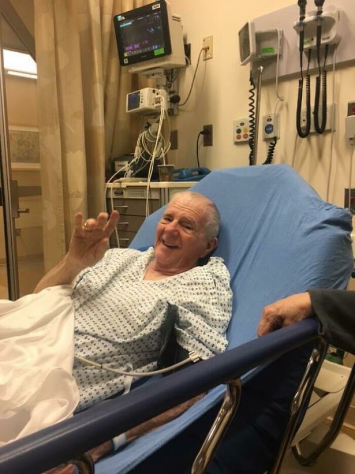 My Grandpa Had To Go To The Er Last Wednesday At About 6 In The Morning, And I Was Worried About Him All Day And During My Class. My Mom Told Him I Was Worried And Then Sent Me This Picture, Which Is One Of The Cutest Things I’ve Ever Received