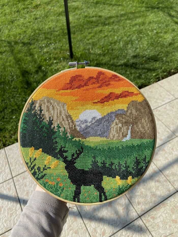 So This Is My First Attempt At Cross Stitching And It’s Addicting. I’m Happy With How It Turned Out Even Tho I Made Some Mistakes