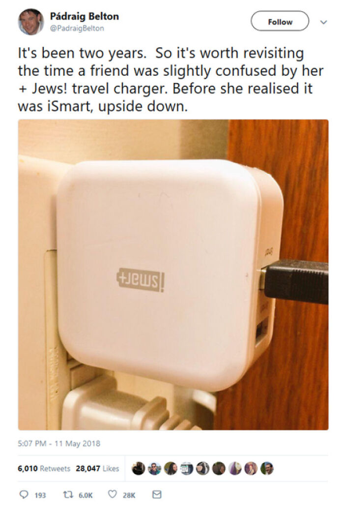 An Upside Down Ismart Charger