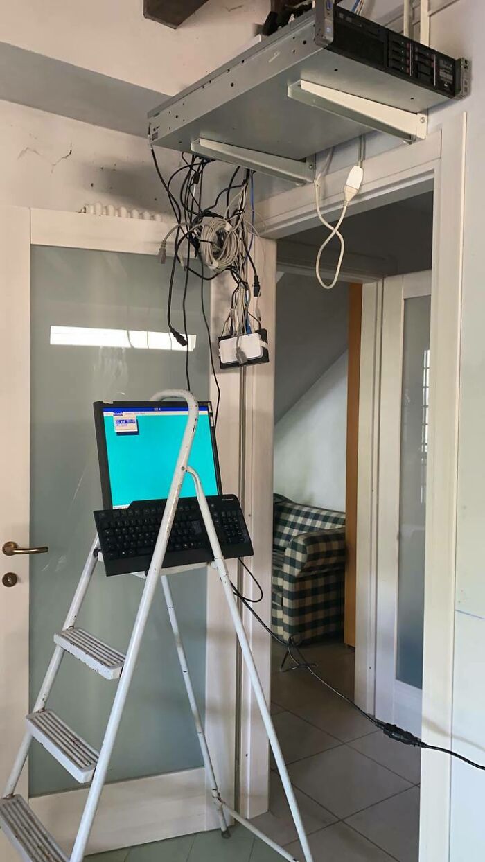 My Colleague Placed The Server Up There, Alone. They Have The Network Rack There.