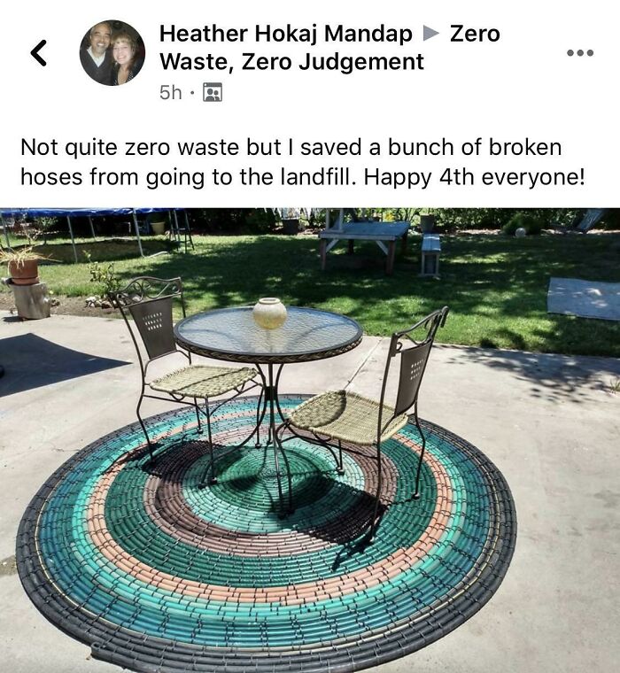 Got Permission To Share This Ladies Amazing Work! A Mat Made Of Hoses!