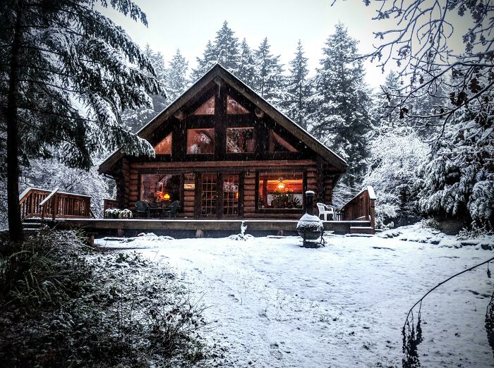 My Cozy Cabin In The Snow, Gulf Islands, British Columbia