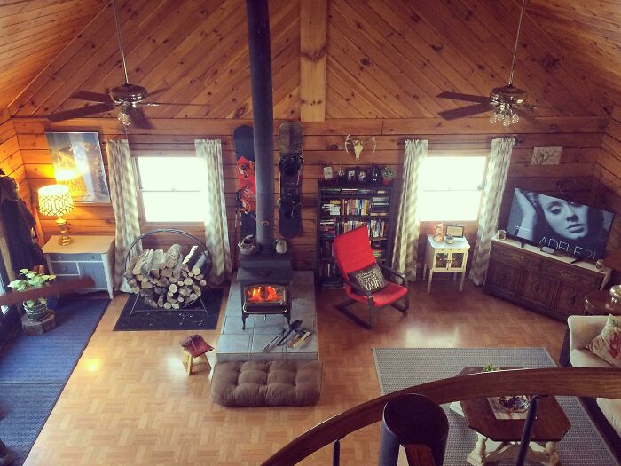 View From Our Lofted Bedroom. Our Fixer Upper Log Cabin 