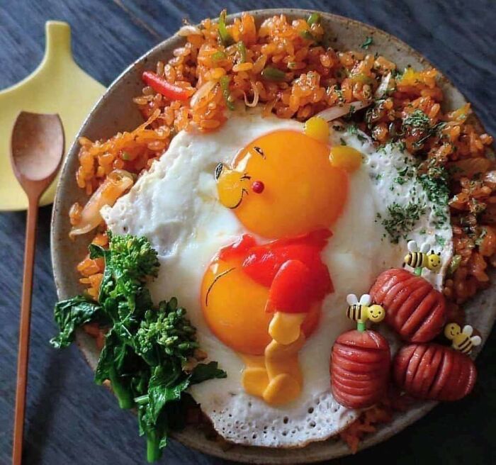 Cute Winnie The Pooh On Fried Rice