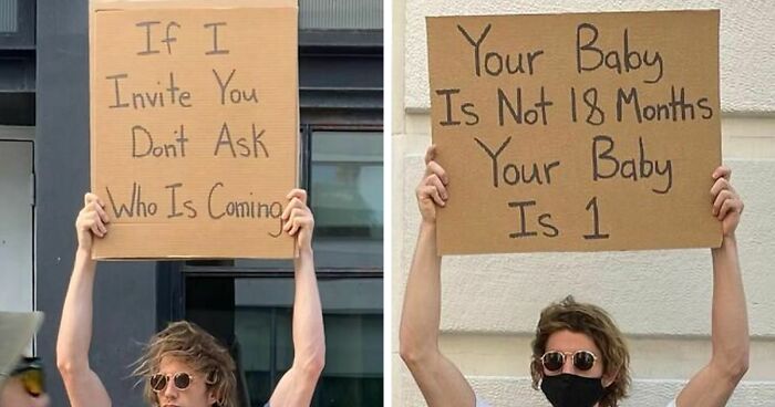 Dude Keeps Protesting Annoying Everyday Things With Funny Signs (35 New Pics)