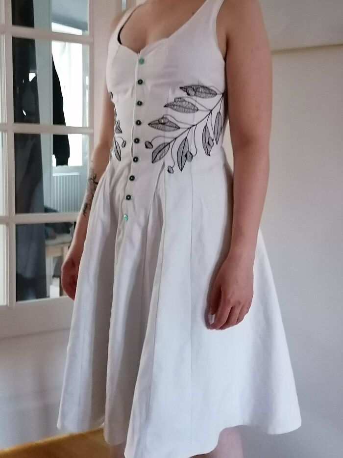 I Hand-Embroidered Some Leaves Onto A Dress I Made Myself