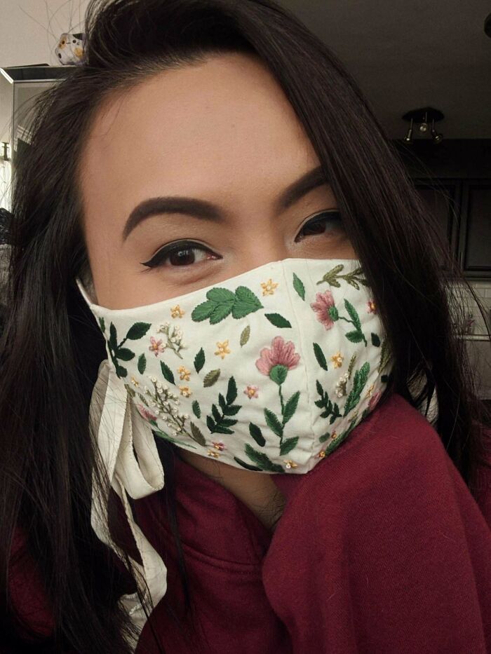 I Just Recently Got Into Embroidery And Made This Face Mask. So Happy How It Turned Out!