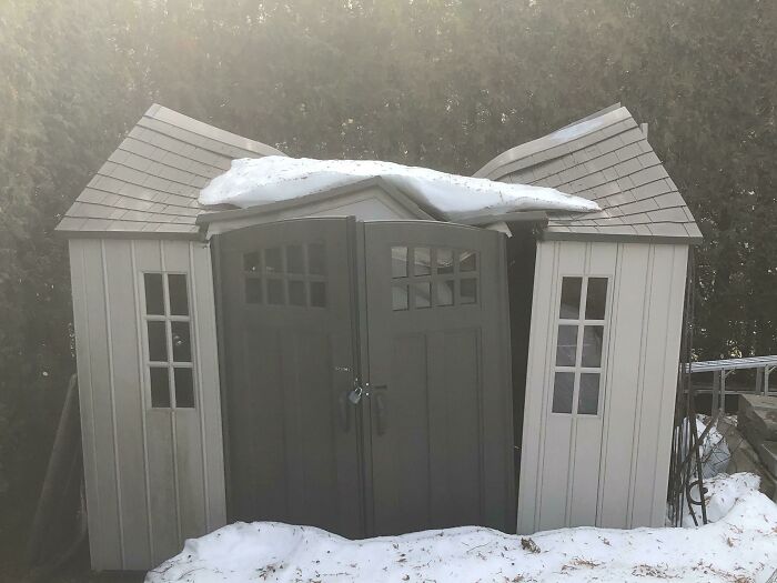 Didn’t Think To Clear The Snow From The Roof Of My Shed This Winter